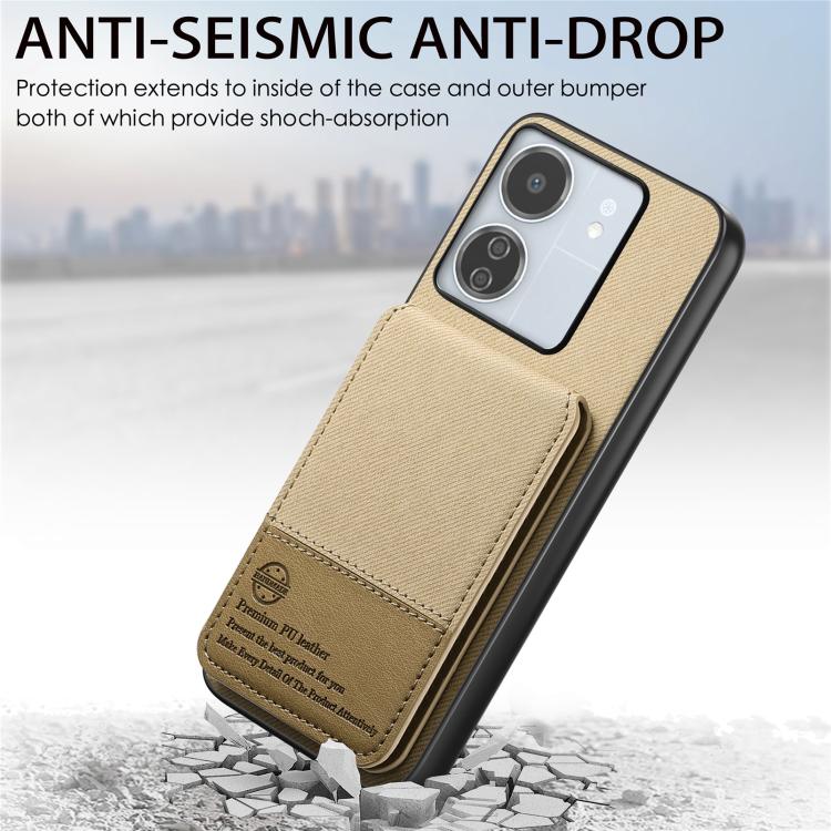For Redmi 13C Twill Fabric Leather Vertical Flip RFID Card Bag Phone Case