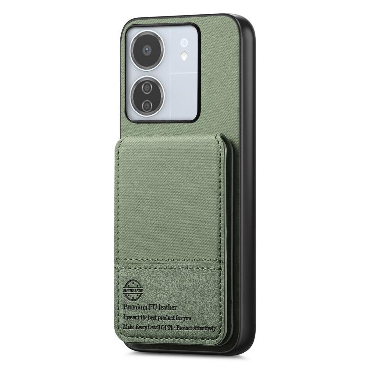 For Redmi 13C Twill Fabric Leather Vertical Flip RFID Card Bag Phone Case