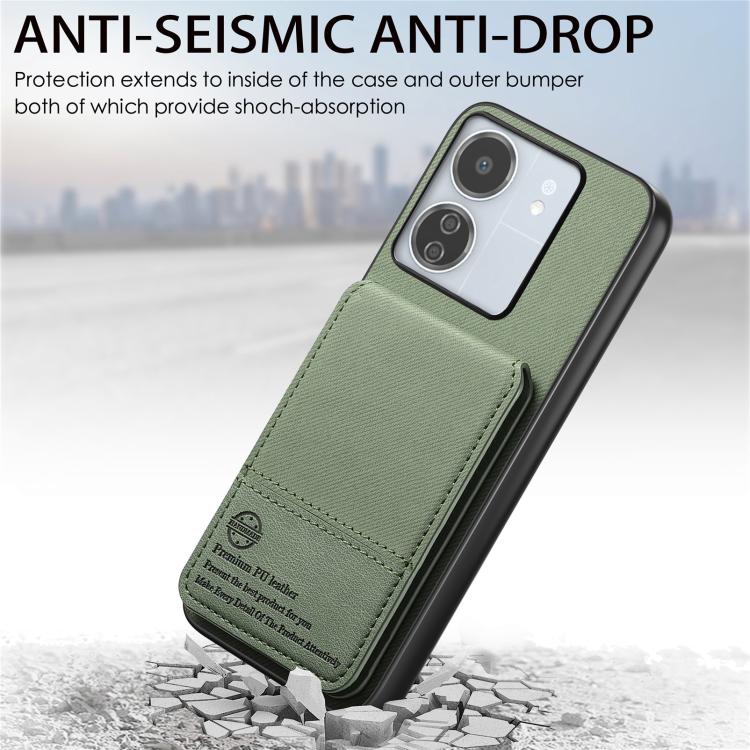 For Redmi 13C Twill Fabric Leather Vertical Flip RFID Card Bag Phone Case