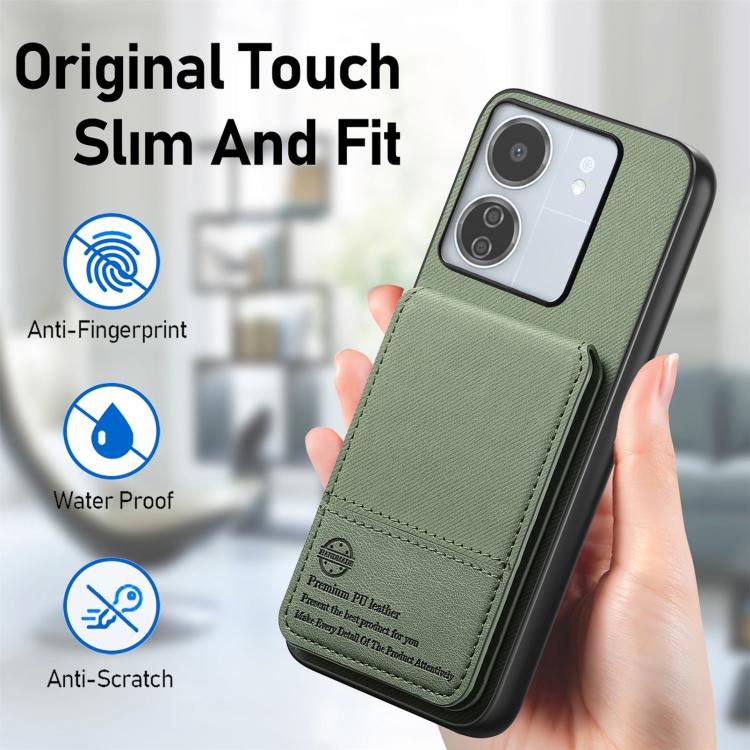For Redmi 13C Twill Fabric Leather Vertical Flip RFID Card Bag Phone Case