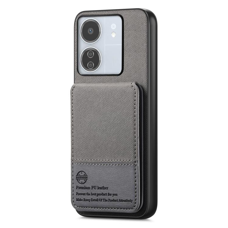 For Redmi 13C Twill Fabric Leather Vertical Flip RFID Card Bag Phone Case