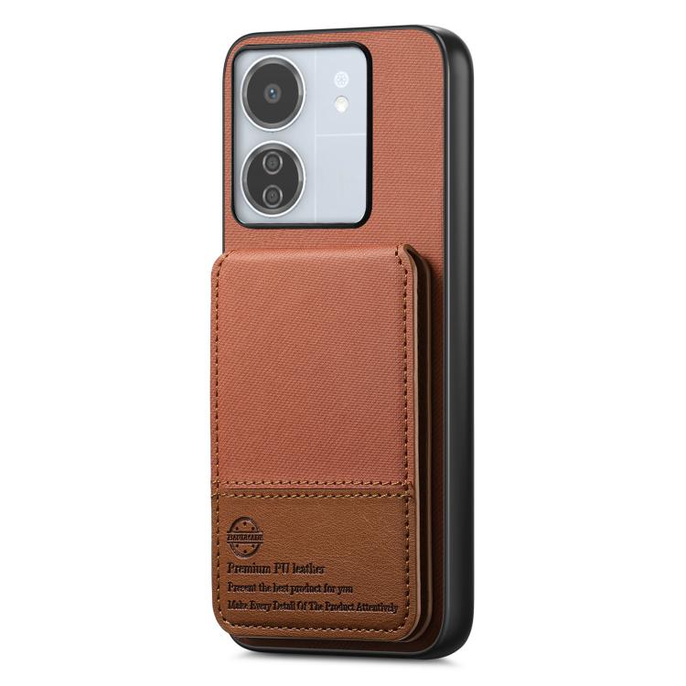 For Redmi 13C Twill Fabric Leather Vertical Flip RFID Card Bag Phone Case