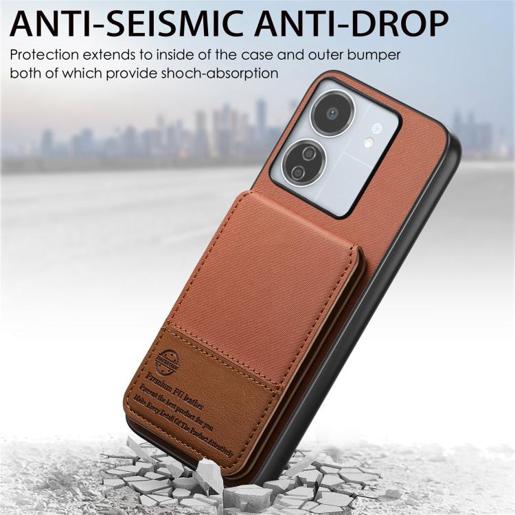 For Redmi 13C Twill Fabric Leather Vertical Flip RFID Card Bag Phone Case
