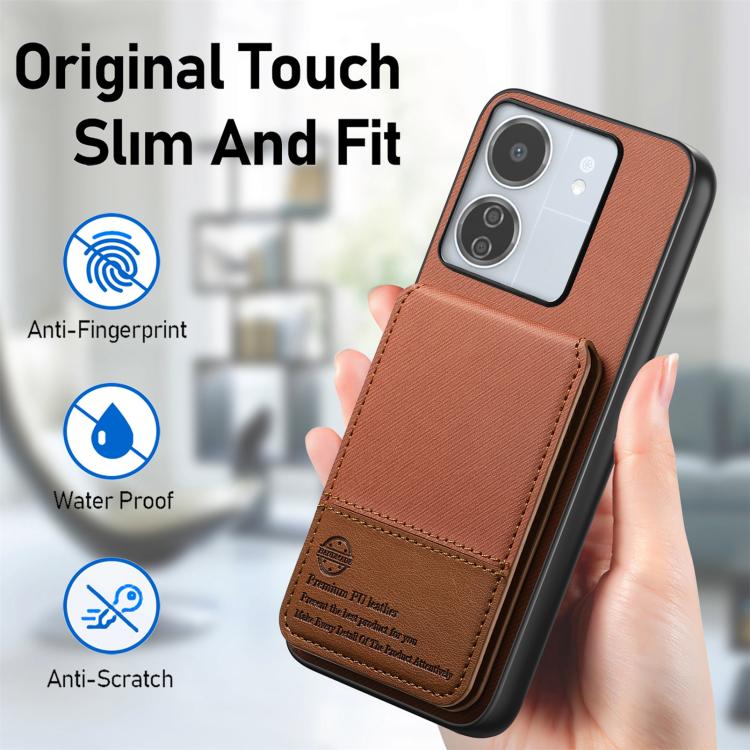 For Redmi 13C Twill Fabric Leather Vertical Flip RFID Card Bag Phone Case