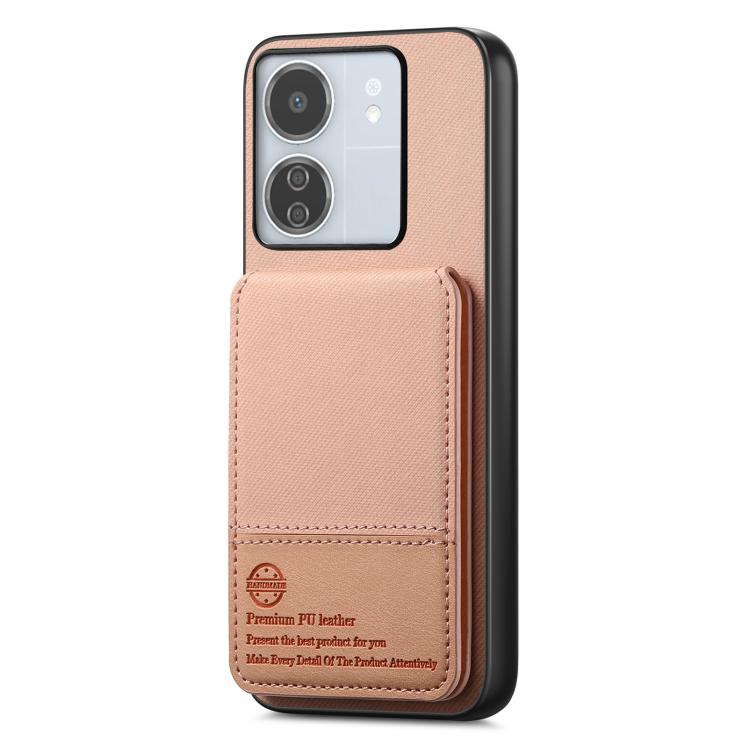 For Redmi 13C Twill Fabric Leather Vertical Flip RFID Card Bag Phone Case