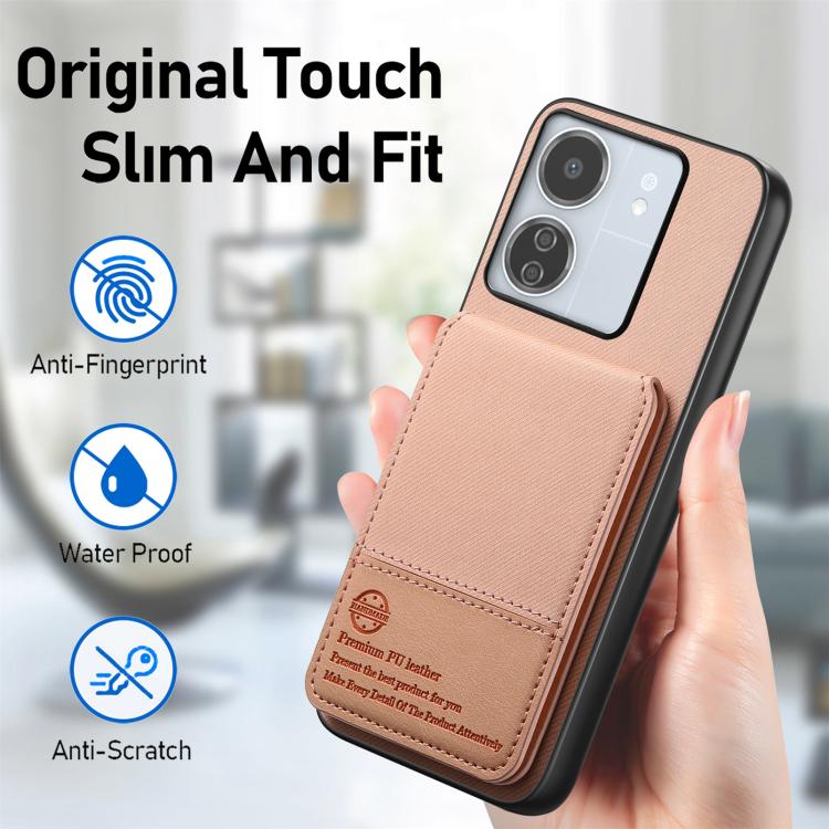 For Redmi 13C Twill Fabric Leather Vertical Flip RFID Card Bag Phone Case