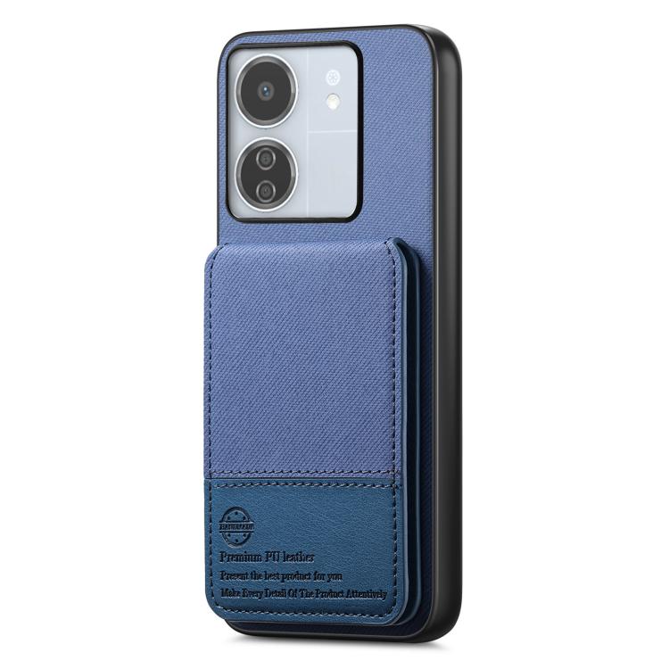 For Redmi 13C Twill Fabric Leather Vertical Flip RFID Card Bag Phone Case
