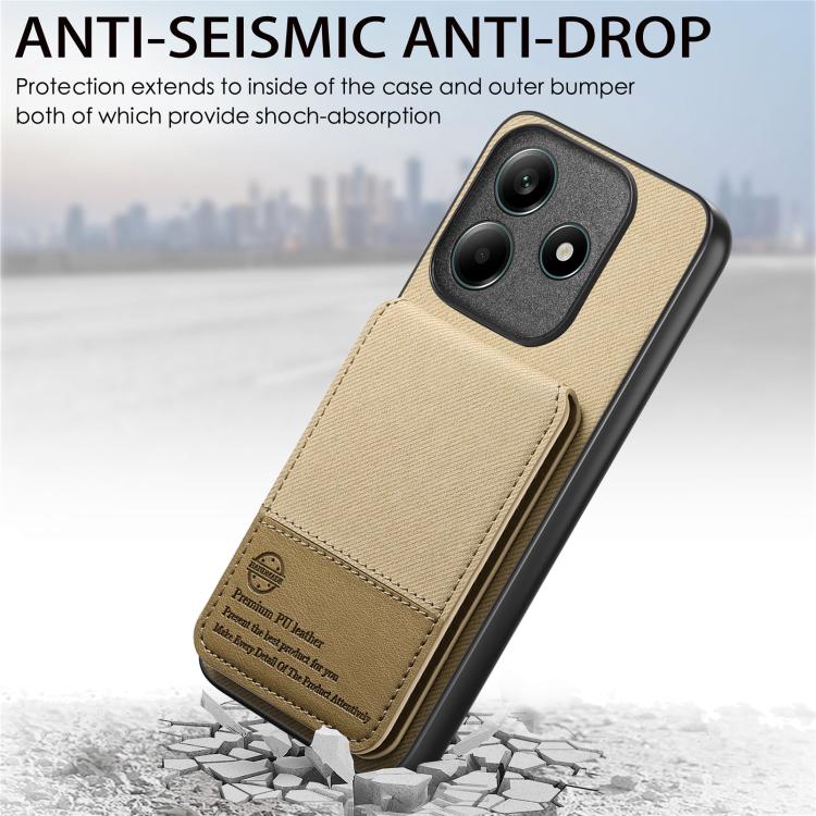 For Redmi Note 14 5G Twill Fabric Leather Vertical Flip RFID Card Bag Phone Case