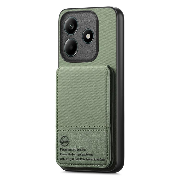 For Redmi Note 14 5G Twill Fabric Leather Vertical Flip RFID Card Bag Phone Case