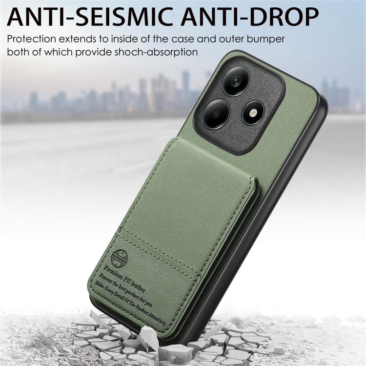 For Redmi Note 14 5G Twill Fabric Leather Vertical Flip RFID Card Bag Phone Case
