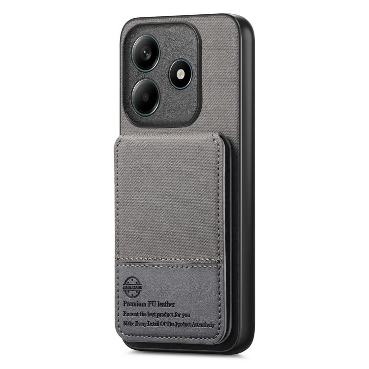 For Redmi Note 14 5G Twill Fabric Leather Vertical Flip RFID Card Bag Phone Case