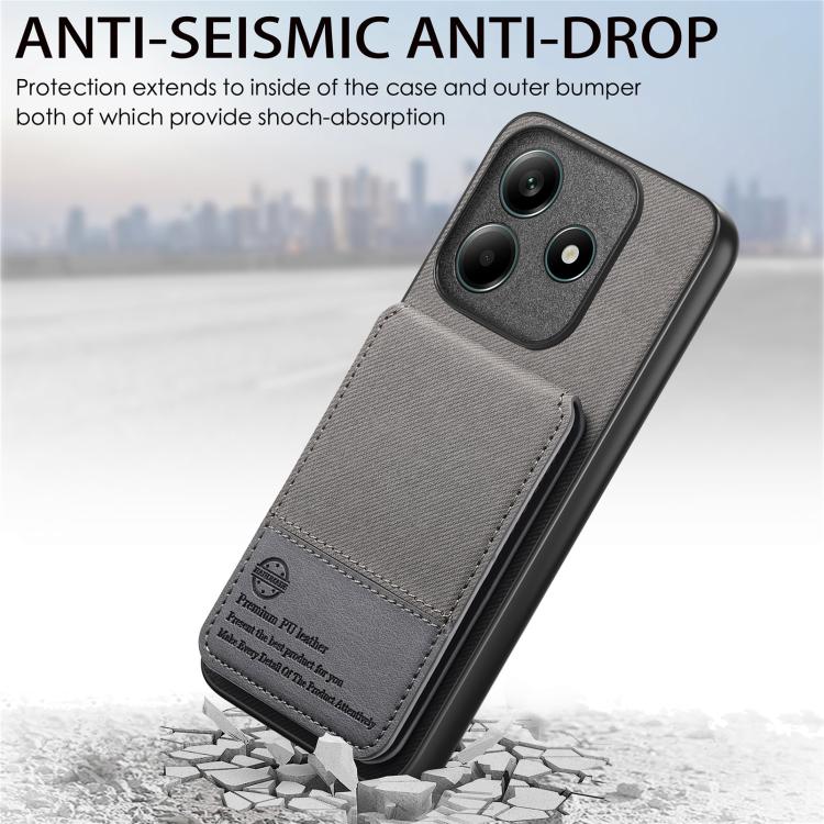 For Redmi Note 14 5G Twill Fabric Leather Vertical Flip RFID Card Bag Phone Case