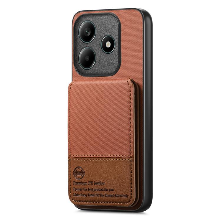 For Redmi Note 14 5G Twill Fabric Leather Vertical Flip RFID Card Bag Phone Case