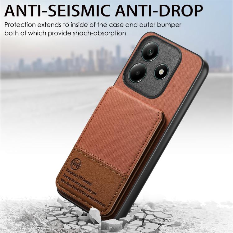 For Redmi Note 14 5G Twill Fabric Leather Vertical Flip RFID Card Bag Phone Case