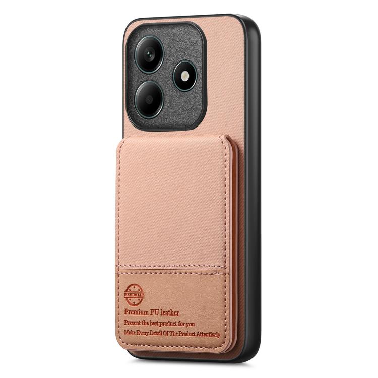 For Redmi Note 14 5G Twill Fabric Leather Vertical Flip RFID Card Bag Phone Case