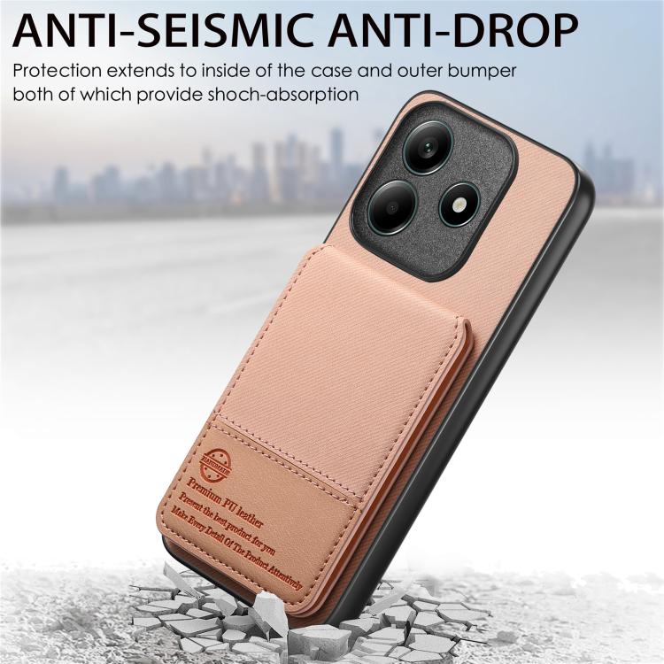 For Redmi Note 14 5G Twill Fabric Leather Vertical Flip RFID Card Bag Phone Case