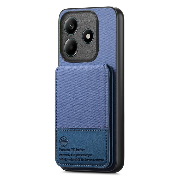 For Redmi Note 14 5G Twill Fabric Leather Vertical Flip RFID Card Bag Phone Case