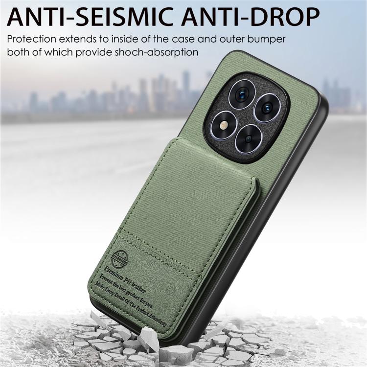 For Redmi Note 14 Pro 5G Twill Fabric Leather Vertical Flip RFID Card Bag Phone Case