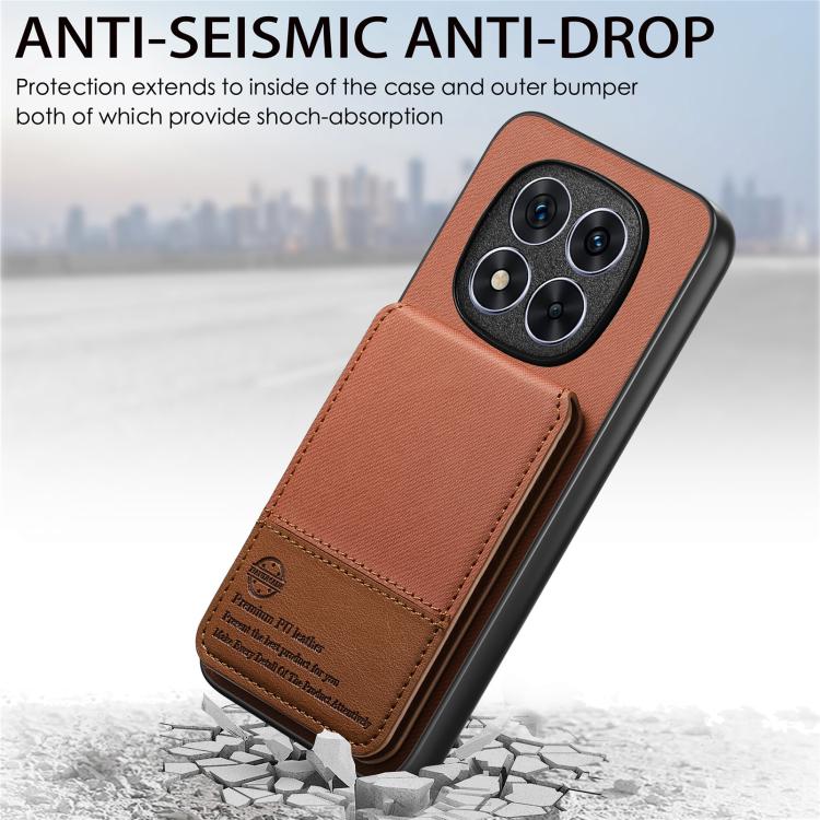 For Redmi Note 14 Pro 5G Twill Fabric Leather Vertical Flip RFID Card Bag Phone Case