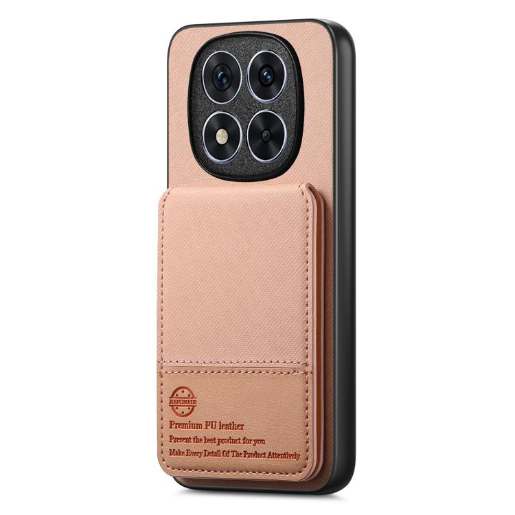 For Redmi Note 14 Pro 5G Twill Fabric Leather Vertical Flip RFID Card Bag Phone Case