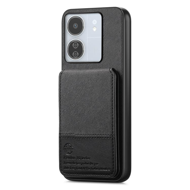 For Redmi Turbo 4 Twill Fabric Leather Vertical Flip RFID Card Bag Phone Case
