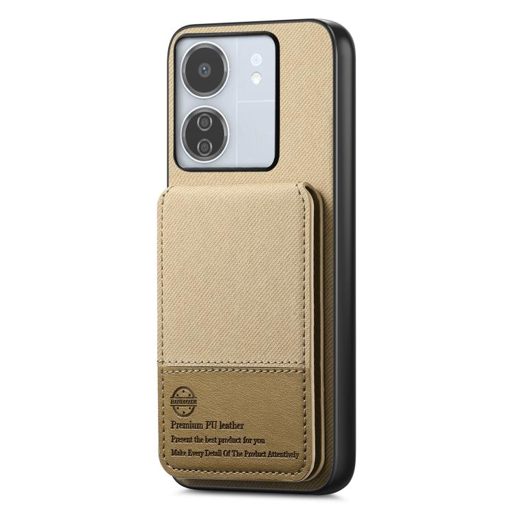 For Xiaomi Poco X7 Pro Twill Fabric Leather Vertical Flip RFID Card Bag Phone Case