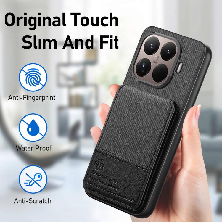 For Xiaomi 15T Pro Twill Fabric Leather Vertical Flip RFID Card Bag Phone Case