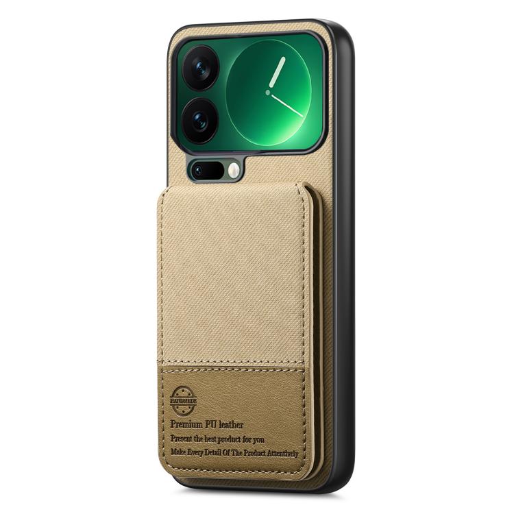 For Xiaomi 17 Pro Twill Fabric Leather Vertical Flip RFID Card Bag Phone Case