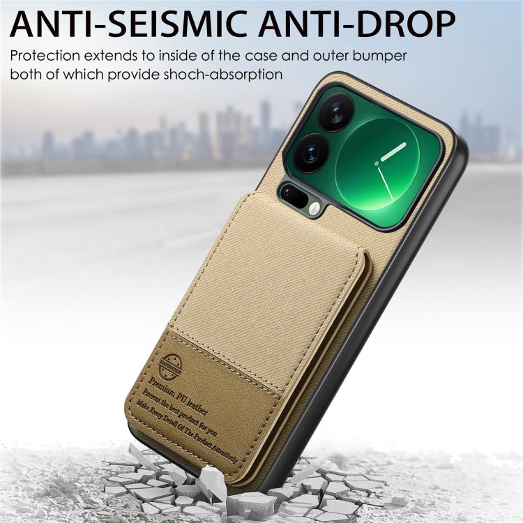 For Xiaomi 17 Pro Twill Fabric Leather Vertical Flip RFID Card Bag Phone Case