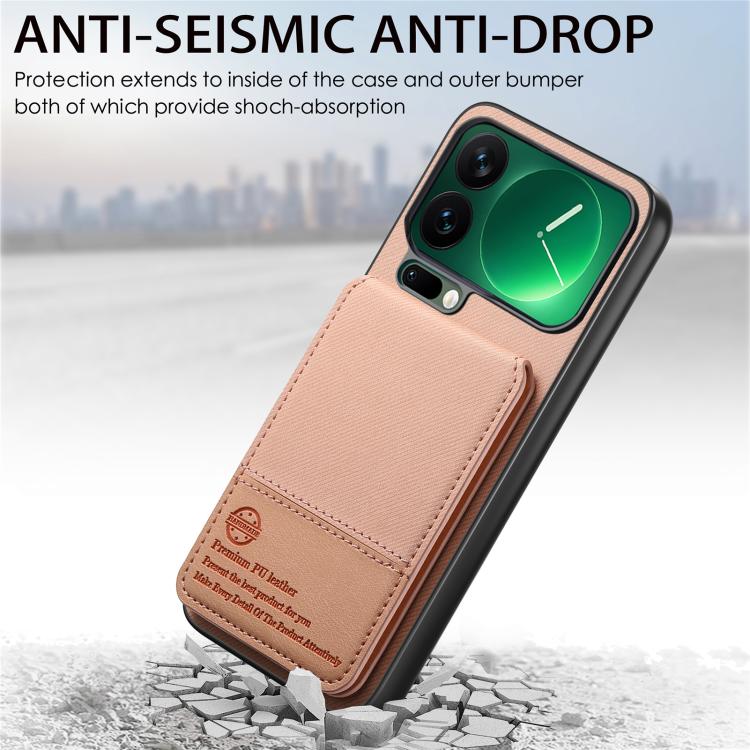 For Xiaomi 17 Pro Twill Fabric Leather Vertical Flip RFID Card Bag Phone Case