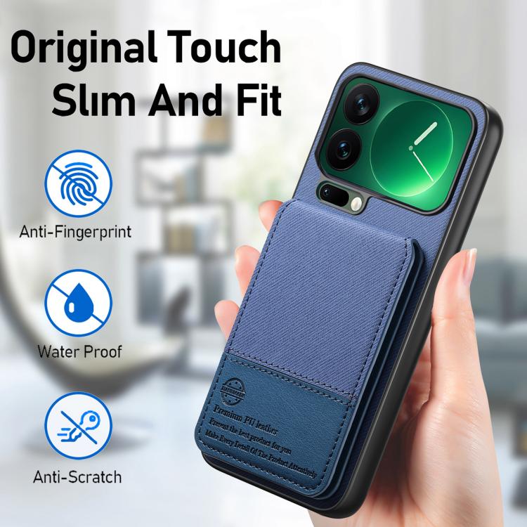 For Xiaomi 17 Pro Twill Fabric Leather Vertical Flip RFID Card Bag Phone Case