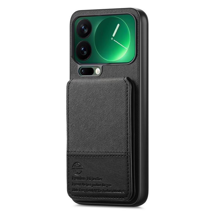 For Xiaomi 17 Pro Max Twill Fabric Leather Vertical Flip RFID Card Bag Phone Case