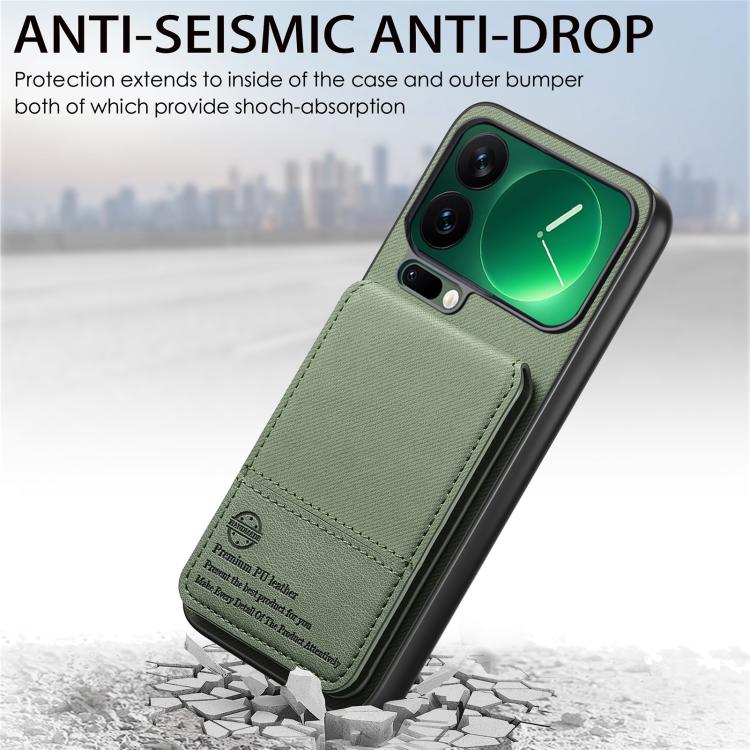 For Xiaomi 17 Pro Max Twill Fabric Leather Vertical Flip RFID Card Bag Phone Case