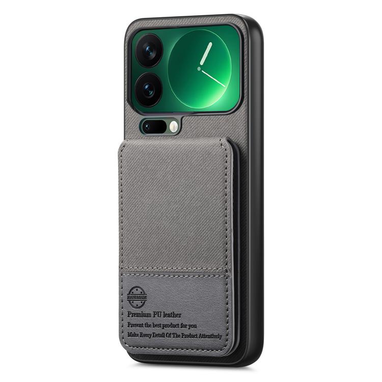 For Xiaomi 17 Pro Max Twill Fabric Leather Vertical Flip RFID Card Bag Phone Case
