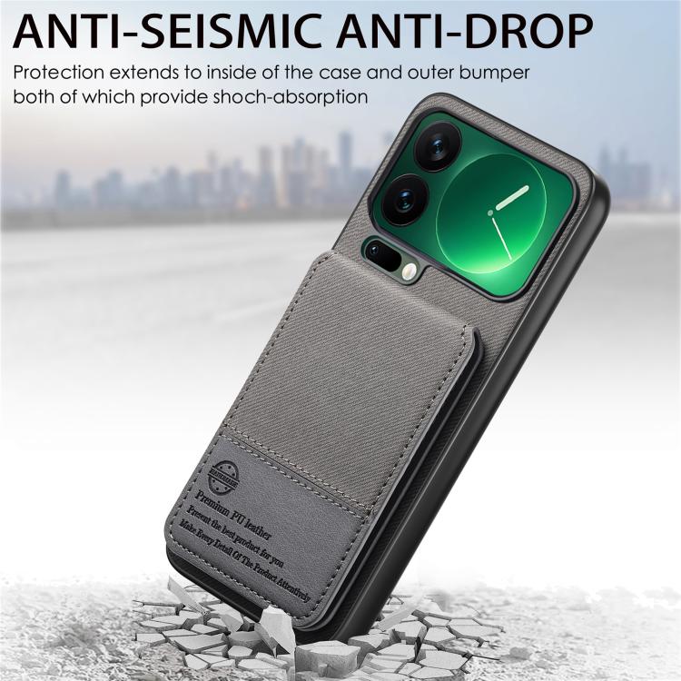For Xiaomi 17 Pro Max Twill Fabric Leather Vertical Flip RFID Card Bag Phone Case