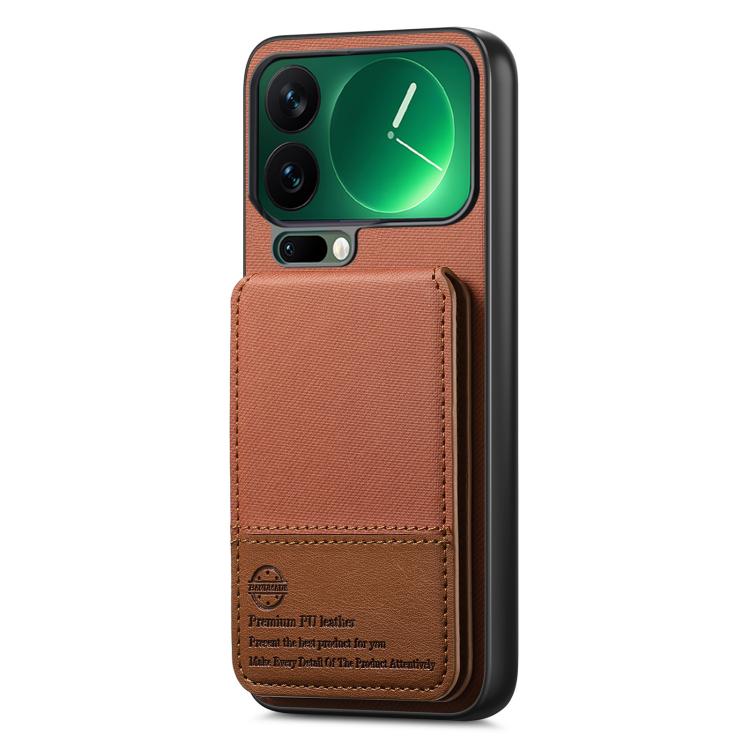 For Xiaomi 17 Pro Max Twill Fabric Leather Vertical Flip RFID Card Bag Phone Case