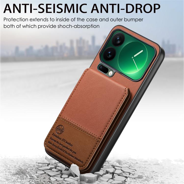 For Xiaomi 17 Pro Max Twill Fabric Leather Vertical Flip RFID Card Bag Phone Case