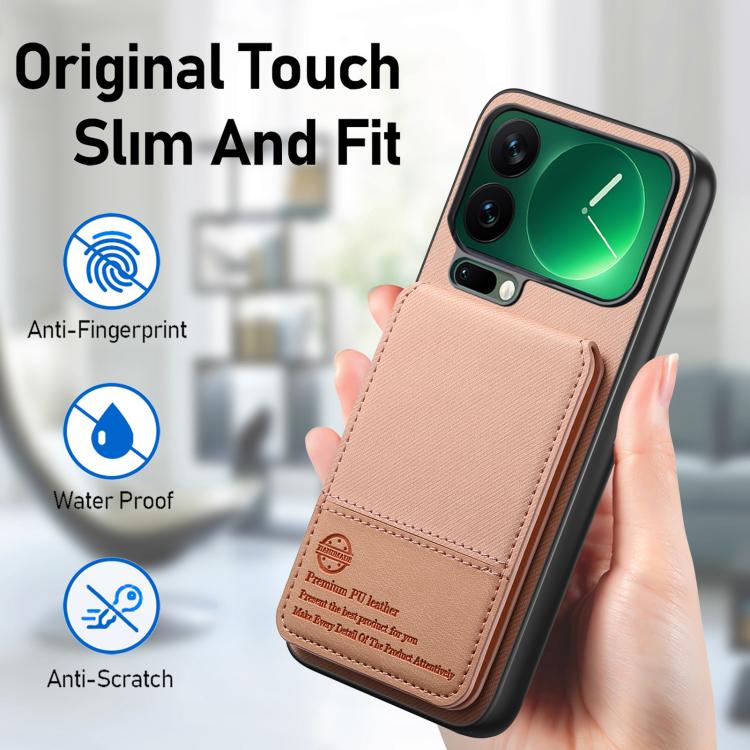 For Xiaomi 17 Pro Max Twill Fabric Leather Vertical Flip RFID Card Bag Phone Case