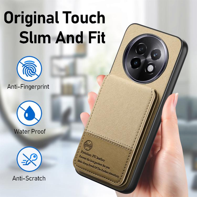 For Realme 14 Pro+ Twill Fabric Leather Vertical Flip RFID Card Bag Phone Case