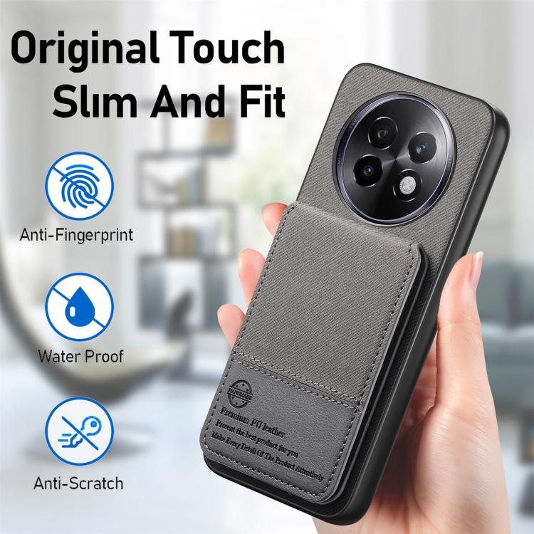 For Realme 14 Pro+ Twill Fabric Leather Vertical Flip RFID Card Bag Phone Case