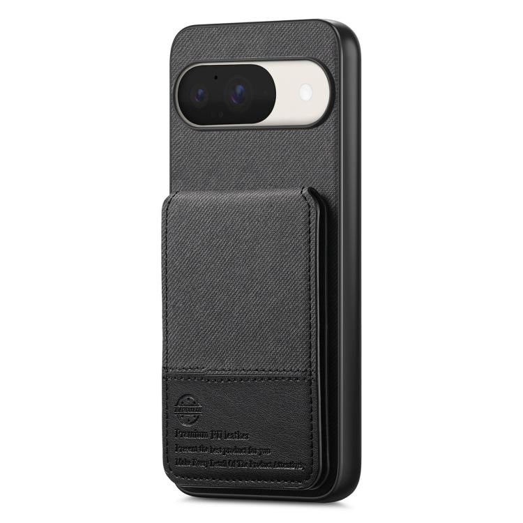 For Google Pixel 9 / 9 Pro Twill Fabric Leather Vertical Flip RFID Card Bag Phone Case
