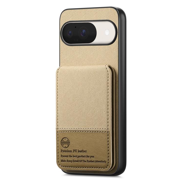 For Google Pixel 9 / 9 Pro Twill Fabric Leather Vertical Flip RFID Card Bag Phone Case