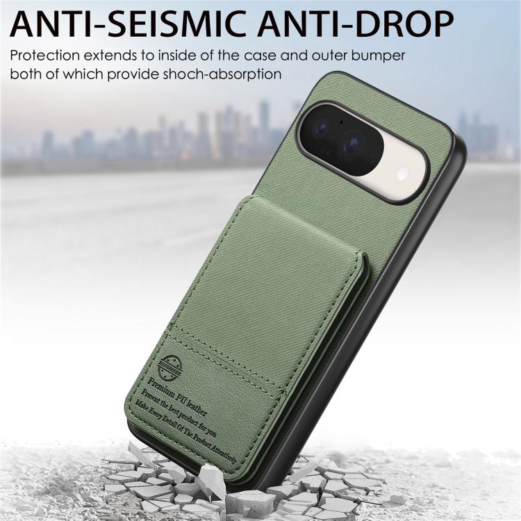 For Google Pixel 9 / 9 Pro Twill Fabric Leather Vertical Flip RFID Card Bag Phone Case