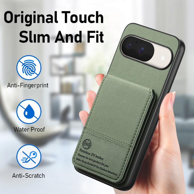 For Google Pixel 9 / 9 Pro Twill Fabric Leather Vertical Flip RFID Card Bag Phone Case