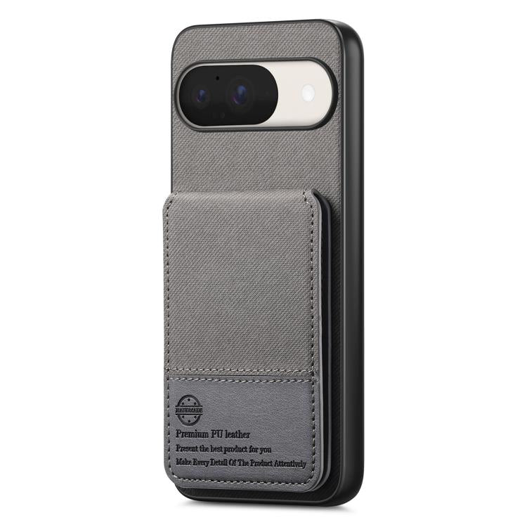 For Google Pixel 9 / 9 Pro Twill Fabric Leather Vertical Flip RFID Card Bag Phone Case