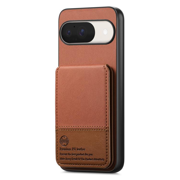 For Google Pixel 9 / 9 Pro Twill Fabric Leather Vertical Flip RFID Card Bag Phone Case