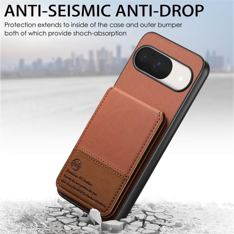 For Google Pixel 9 / 9 Pro Twill Fabric Leather Vertical Flip RFID Card Bag Phone Case