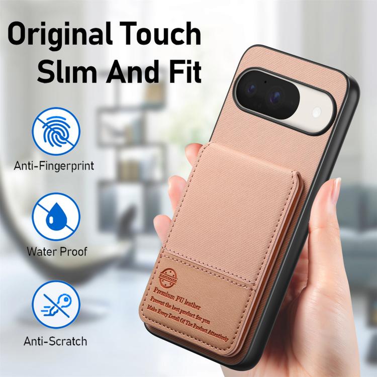 For Google Pixel 9 / 9 Pro Twill Fabric Leather Vertical Flip RFID Card Bag Phone Case