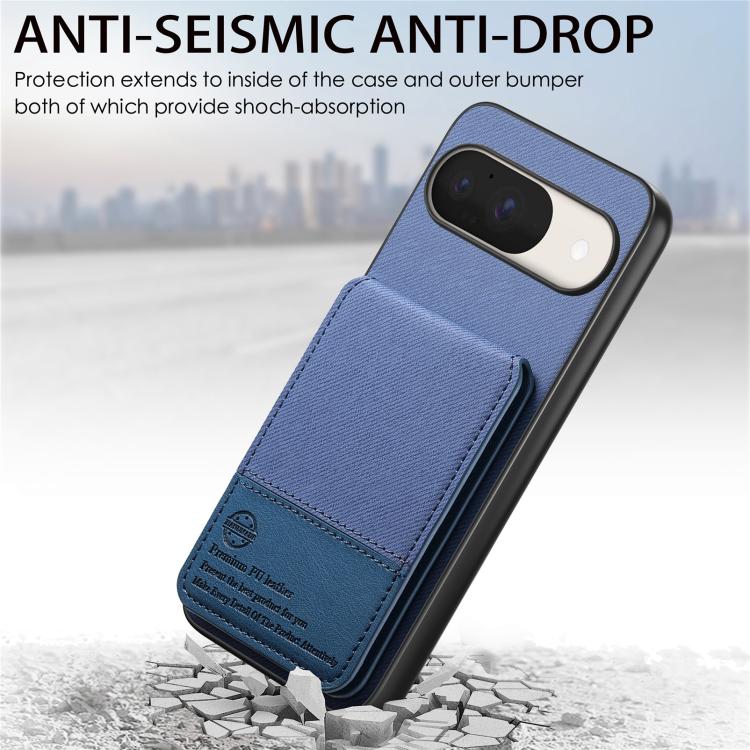 For Google Pixel 9 / 9 Pro Twill Fabric Leather Vertical Flip RFID Card Bag Phone Case