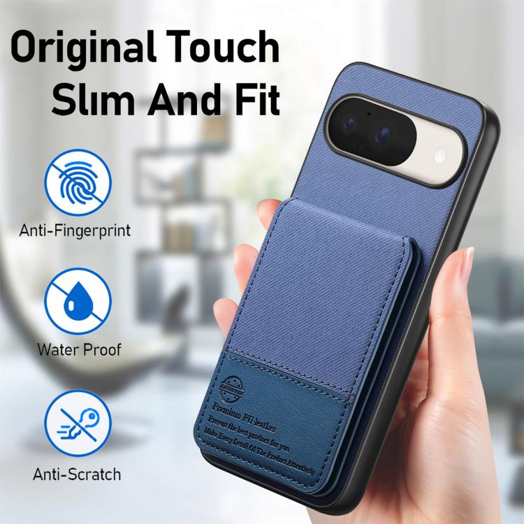 For Google Pixel 9 / 9 Pro Twill Fabric Leather Vertical Flip RFID Card Bag Phone Case